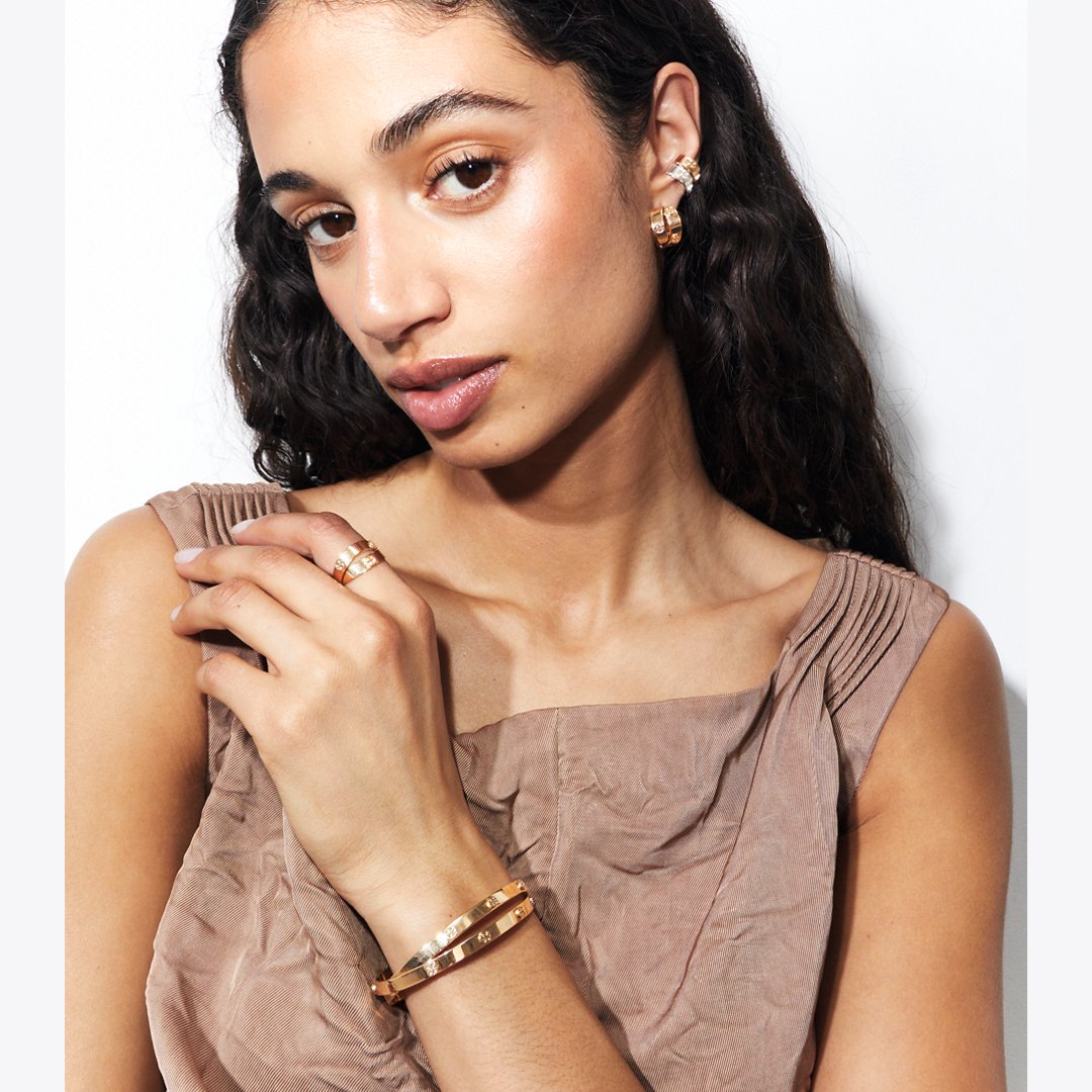 Tory Burch Icon Double Hoop Earrings Tory Gold