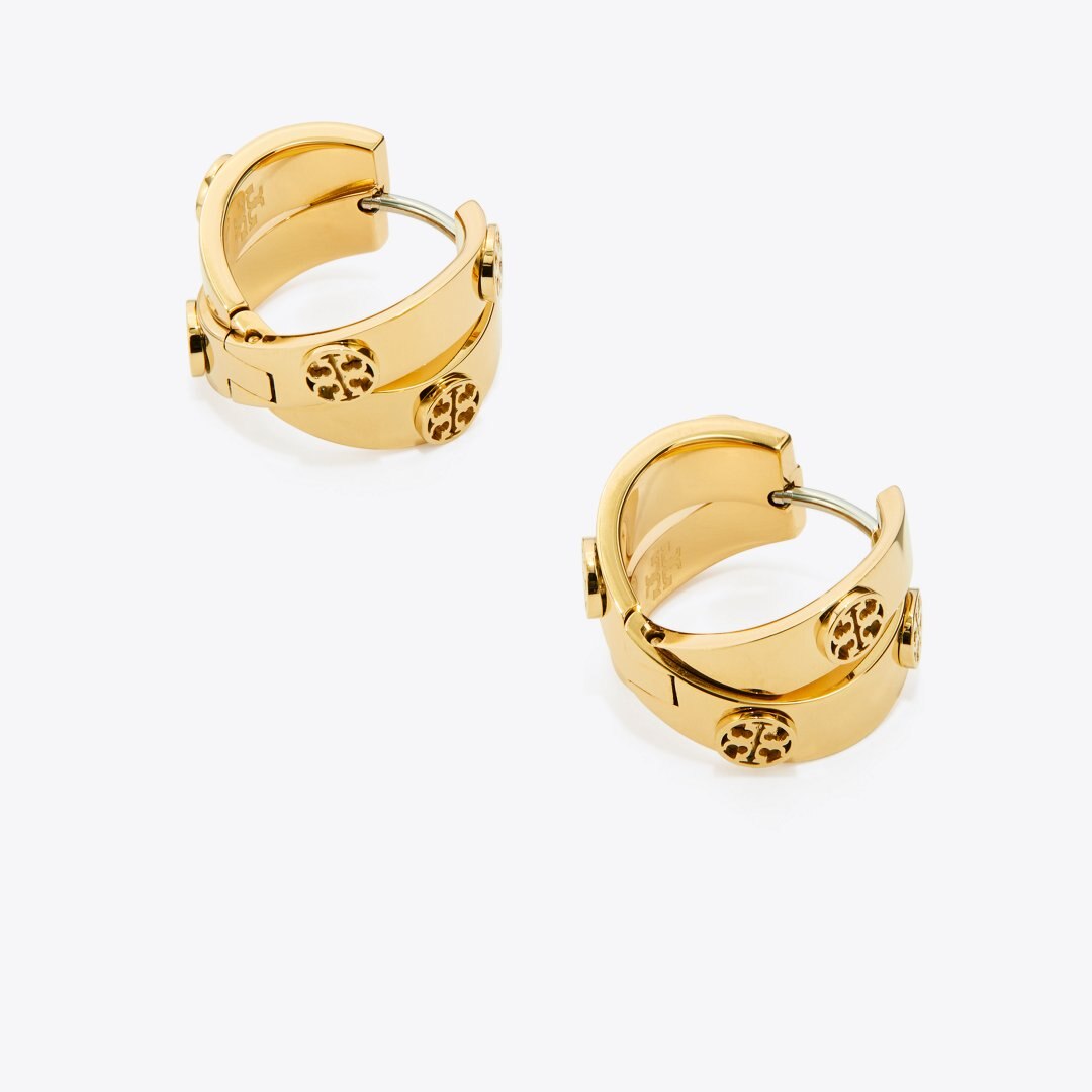 Tory Burch Icon Double Hoop Earrings Tory Gold