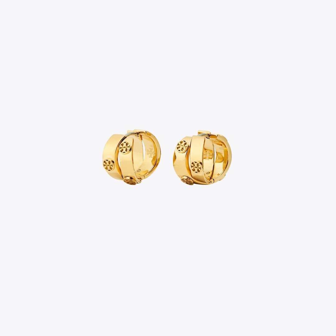 Tory Burch Icon Double Hoop Earrings Tory Gold