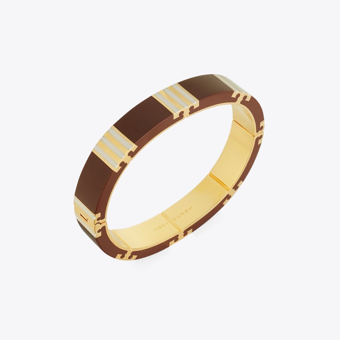 Tory Burch Icon Enamel Bracelet Tory Gold / Burgundy / Pink