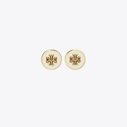 Tory Burch Icon Enamel Circle-Stud Earrings Tory Gold / New Ivory