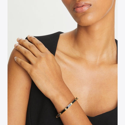 Tory Burch Icon Enamel Hinge Bracelet Tory Gold / Black