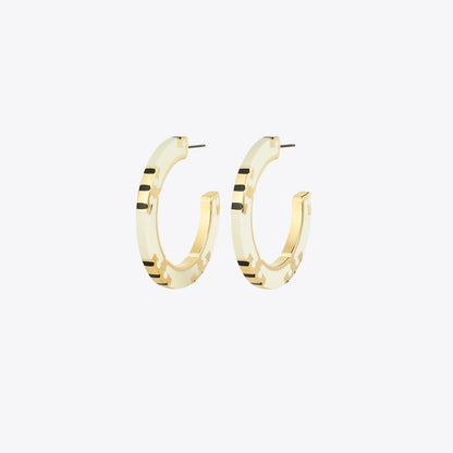 Tory Burch Icon Enamel Hoop Earrings Tory Gold / New Ivory / BLACK