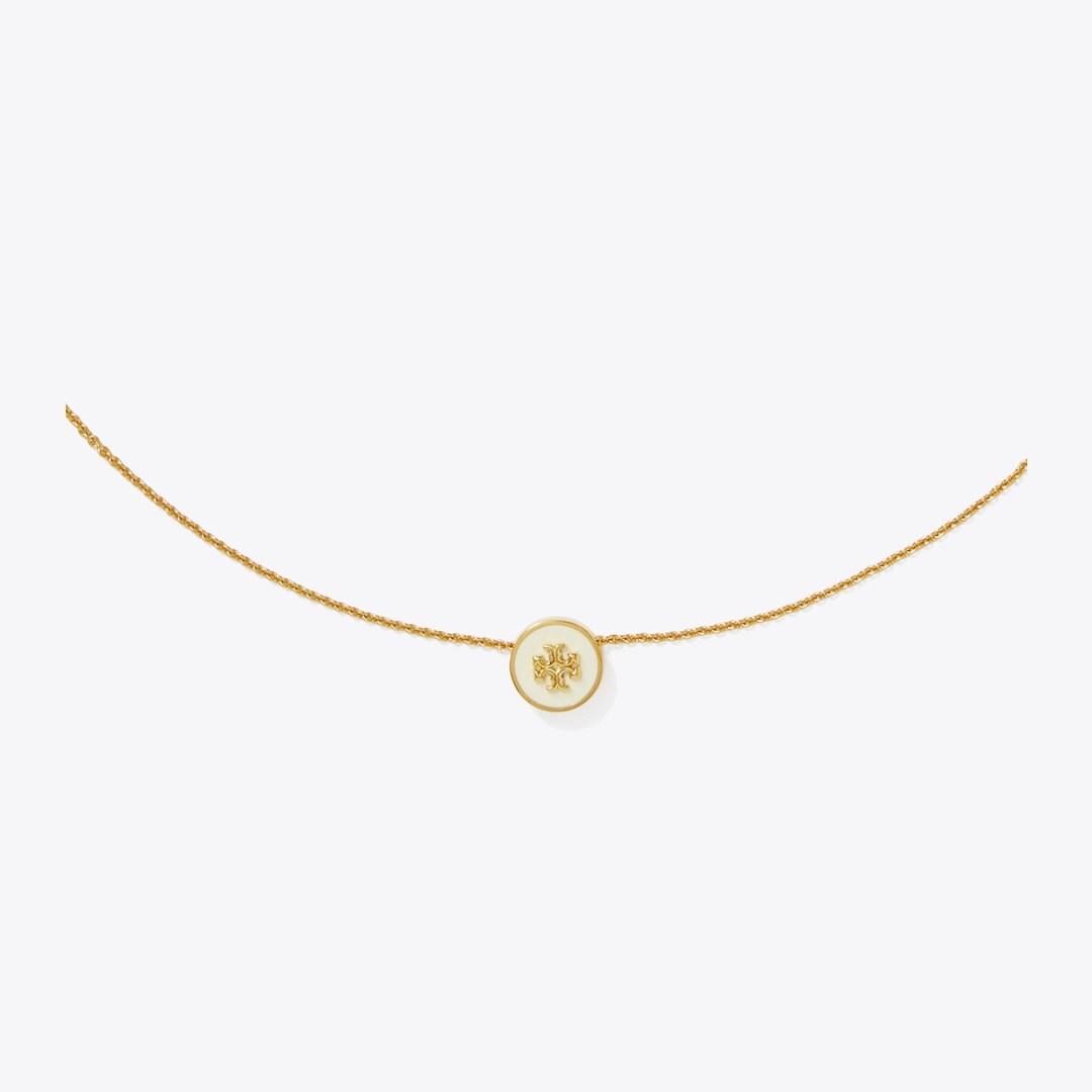 Tory Burch Icon Enamel Pendant Necklace Tory Gold / New Ivory