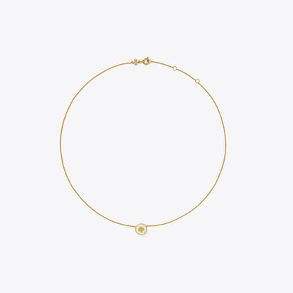 Tory Burch Icon Enamel Pendant Necklace Tory Gold / New Ivory