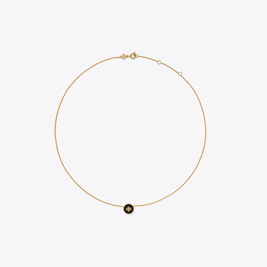 Tory Burch Icon Enamel Pendant Necklace Tory Gold / Black