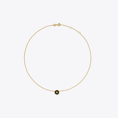 Tory Burch Icon Enamel Pendant Necklace Tory Gold / Black