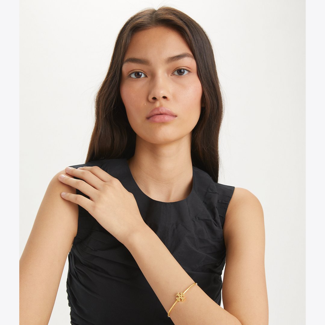 Tory Burch Icon Hinged Cuff Tory Gold