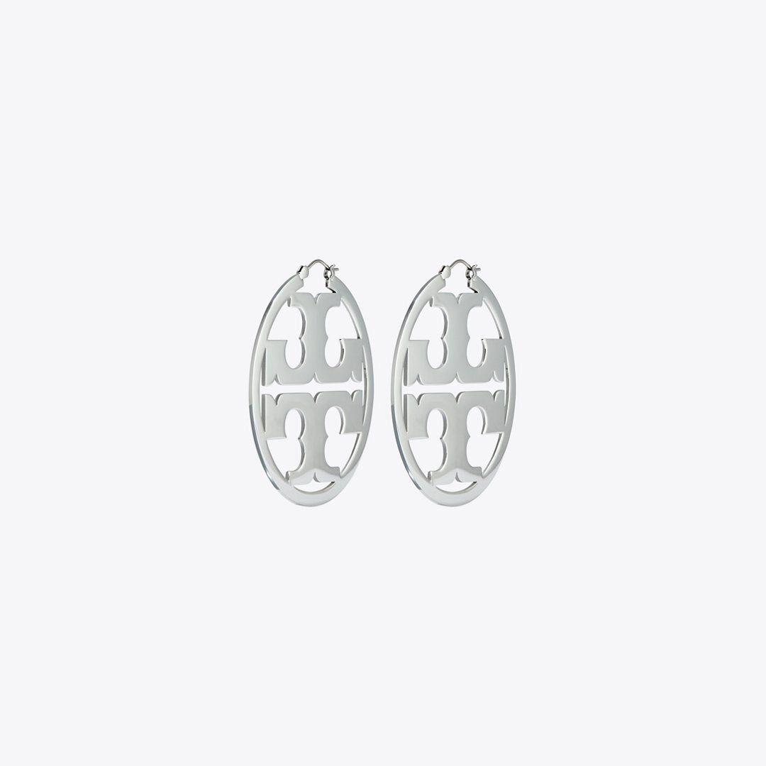 Tory Burch Icon Hoop Earrings Tory Silver