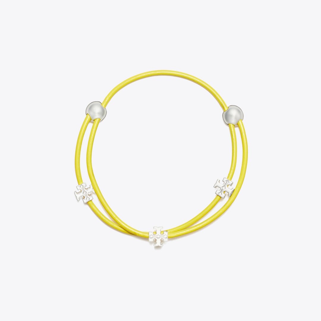 Tory Burch Icon Multi-Wrap Slider Bracelet Light Silver / Yellow