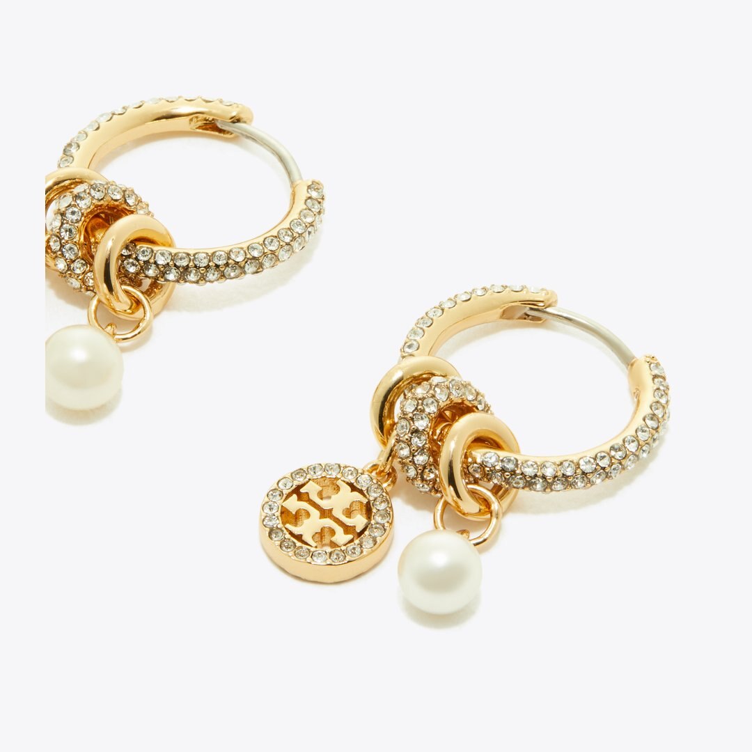 Tory Burch Icon Pav Charm Earrings Tory Gold / Crystal / Pearl