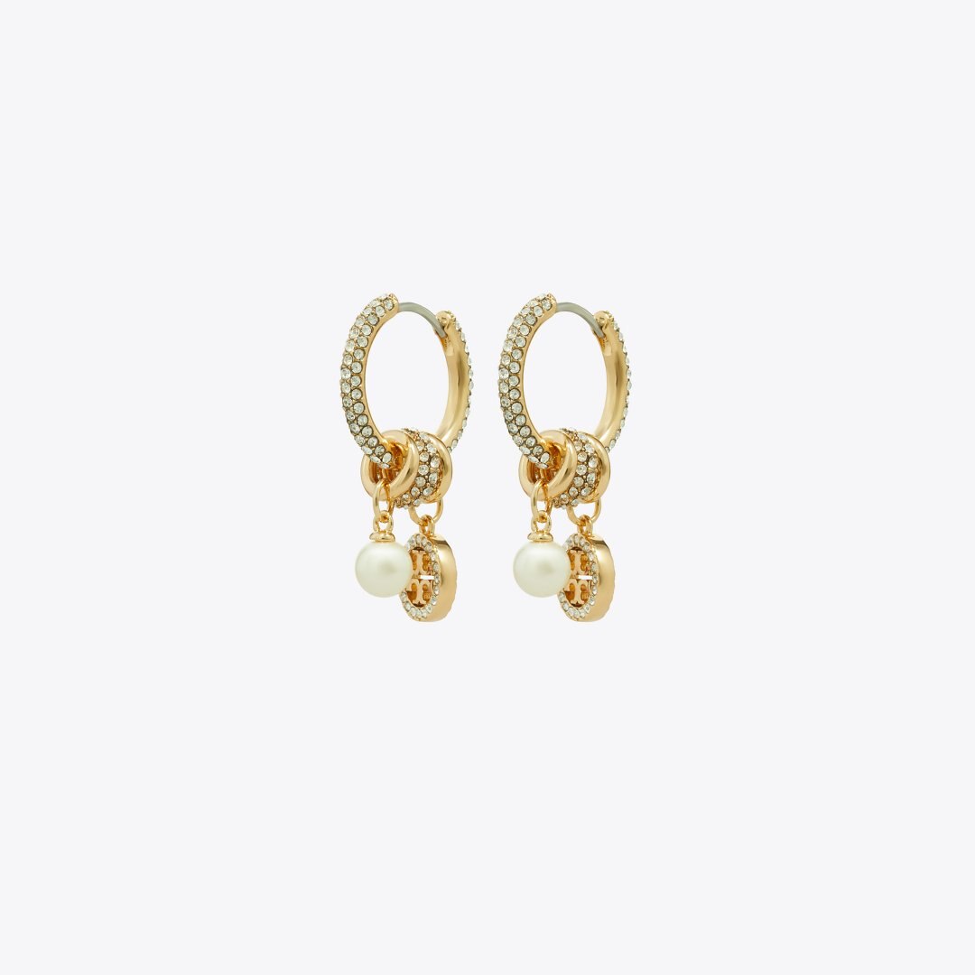 Tory Burch Icon Pav Charm Earrings Tory Gold / Crystal / Pearl