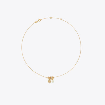Tory Burch Icon Pav Charm Pendant Necklace Tory Gold / Crystal / Pearl