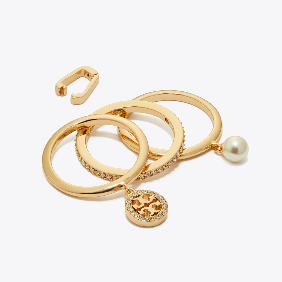 Tory Burch Icon Pav Charm Ring Tory Gold / Crystal / Pearl