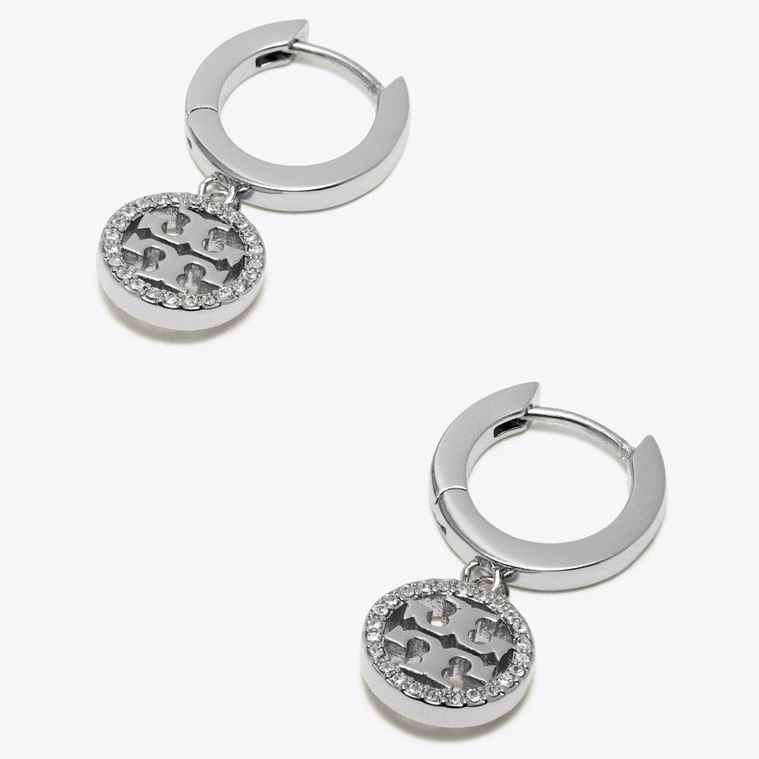 Tory Burch Icon Pav Hoop Earrings Tory Silver / Crystal