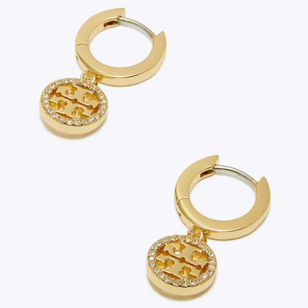 Tory Burch Icon Pav Hoop Earrings Tory Gold / Crystal