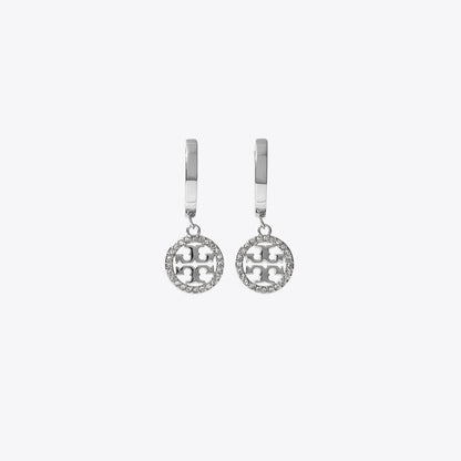 Tory Burch Icon Pav Hoop Earrings Tory Silver / Crystal