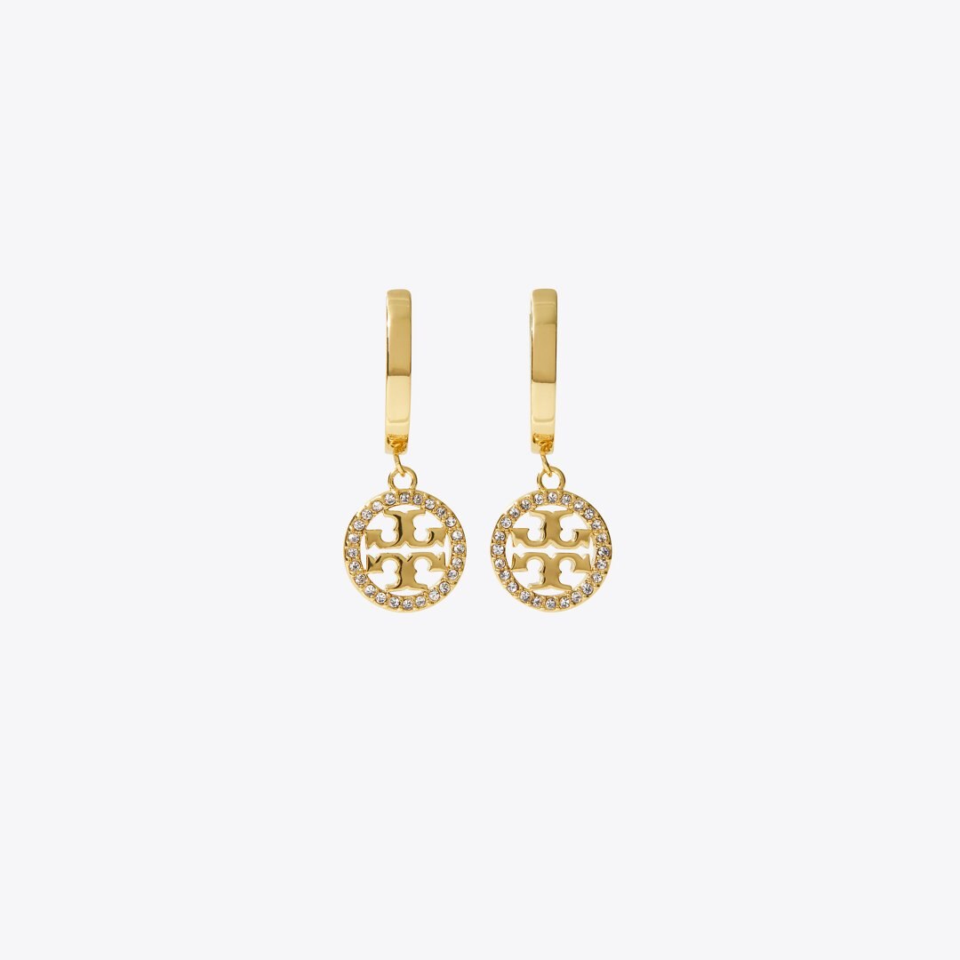 Tory Burch Icon Pav Hoop Earrings Tory Gold / Crystal