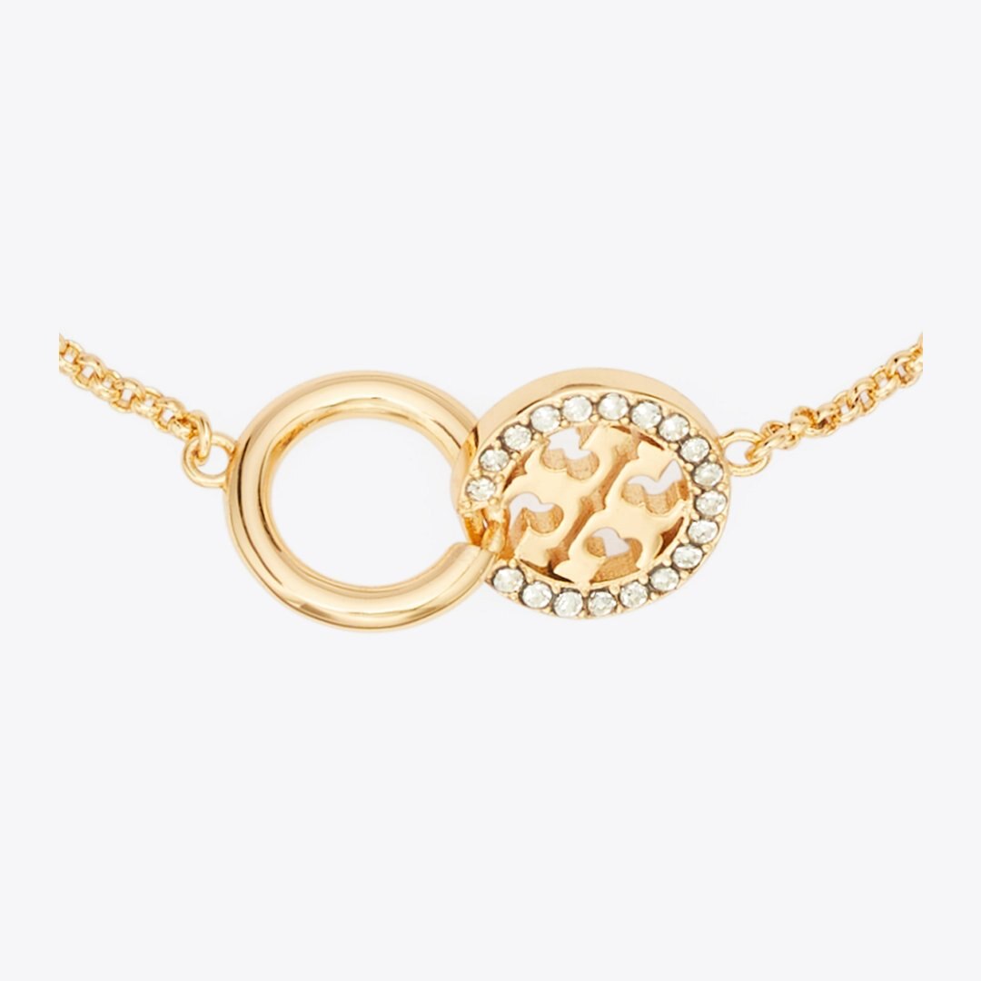 Tory Burch Icon Pav Interlocking Chain Bracelet Tory Gold / Crystal
