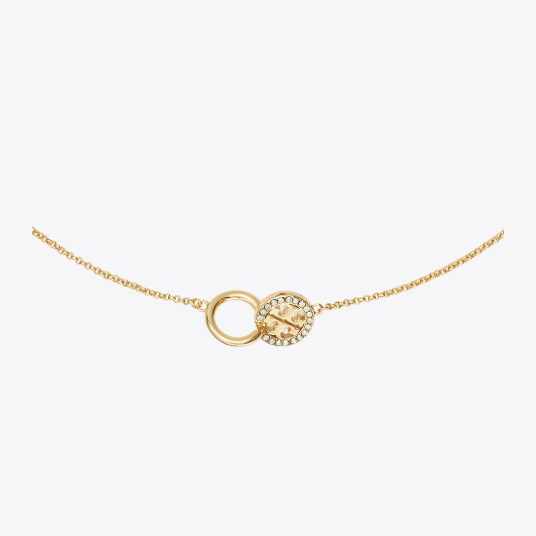 Tory Burch Icon Pav Interlocking Pendant Necklace Tory Gold / Crystal