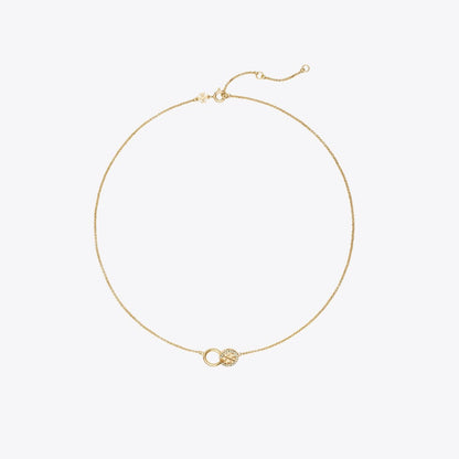 Tory Burch Icon Pav Interlocking Pendant Necklace Tory Gold / Crystal
