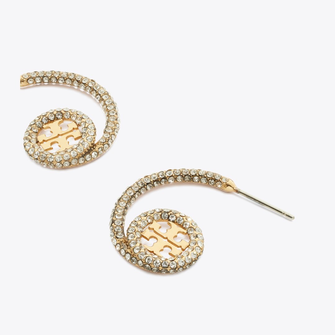 Tory Burch Icon Pav Loop Earrings Tory Gold / Crystal