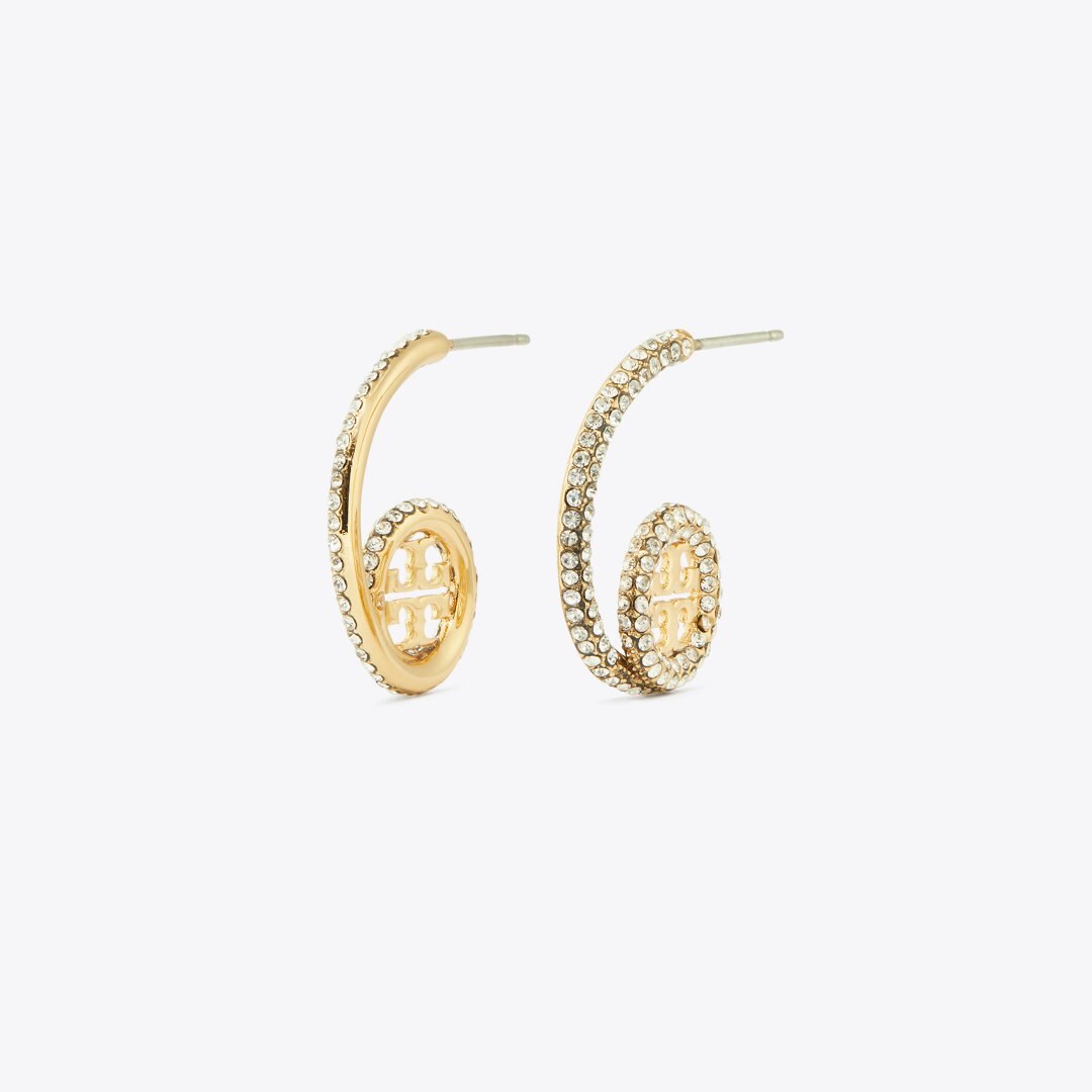 Tory Burch Icon Pav Loop Earrings Tory Gold / Crystal
