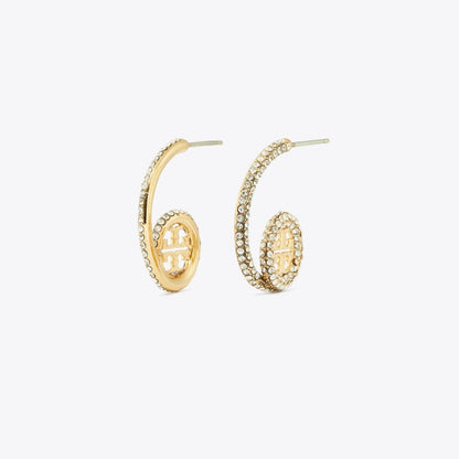 Tory Burch Icon Pav Loop Earrings Tory Gold / Crystal