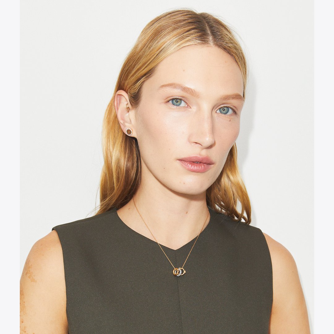 Tory Burch Icon Pav Necklace and Earring Set Tory Silver / Crystal