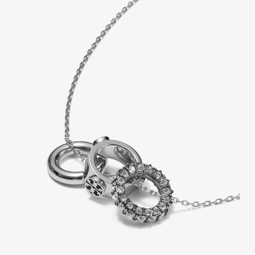 Tory Burch Icon Pav Necklace and Earring Set Tory Silver / Crystal