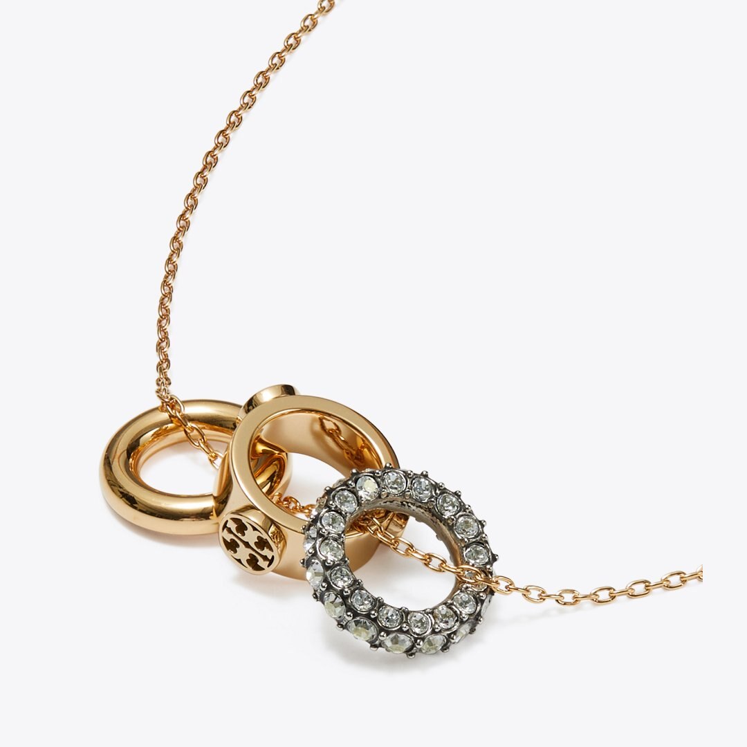 Tory Burch Icon Pav Necklace and Earring Set Tory Gold / Crystal