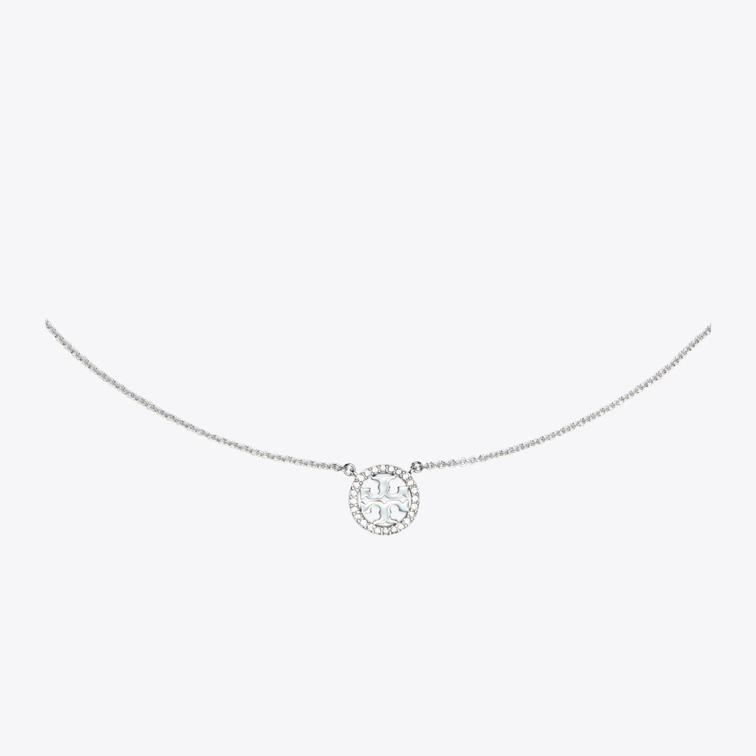 Tory Burch Icon Pav Pendant Necklace Tory Silver/Crystal