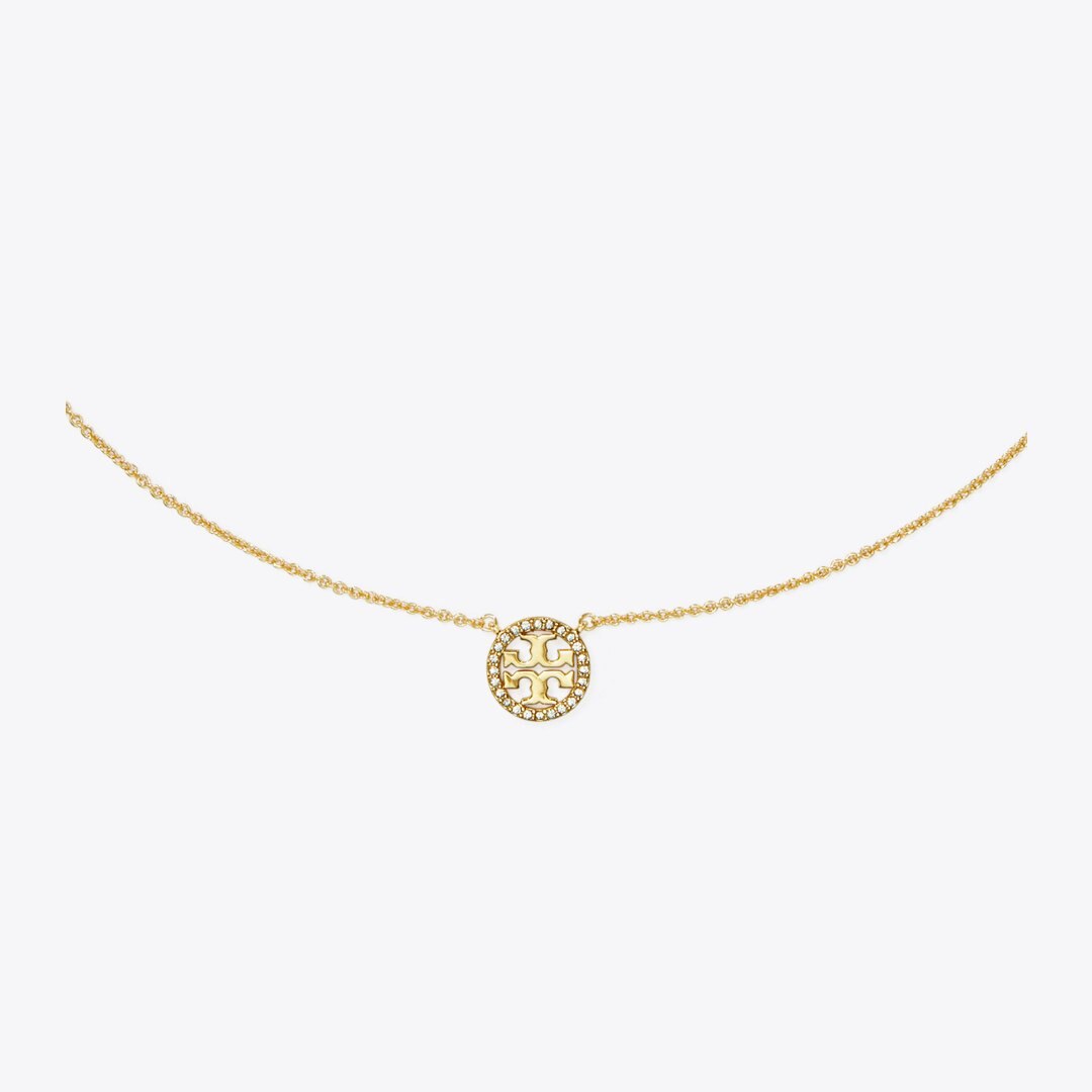 Tory Burch Icon Pav Pendant Necklace Tory Gold/Crystal