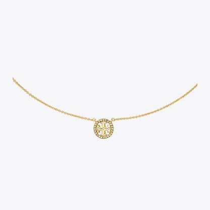 Tory Burch Icon Pav Pendant Necklace Tory Gold/Crystal