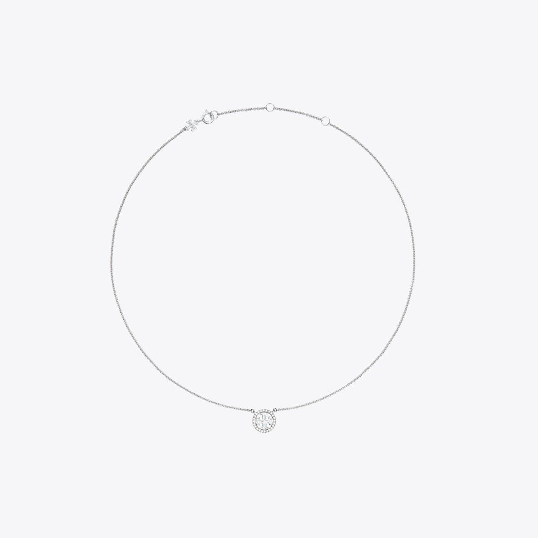 Tory Burch Icon Pav Pendant Necklace Tory Silver/Crystal
