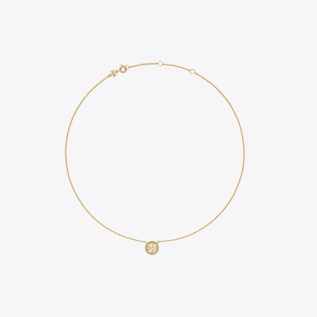Tory Burch Icon Pav Pendant Necklace Tory Gold/Crystal