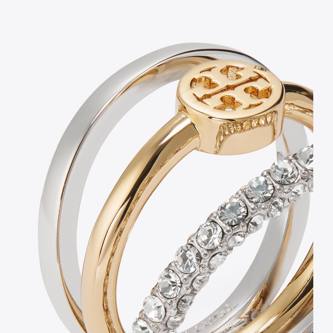 Tory Burch Icon Pav Stacking Ring Tory Gold / Tory Silver / Crystal