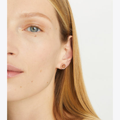 Tory Burch Icon Pav Stud Earrings Tory Gold/Crystal