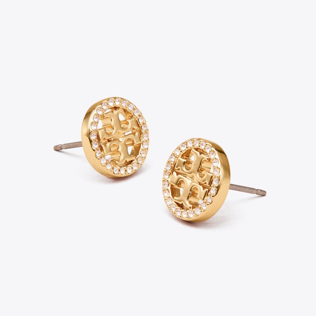 Tory Burch Icon Pav Stud Earrings Tory Gold/Crystal