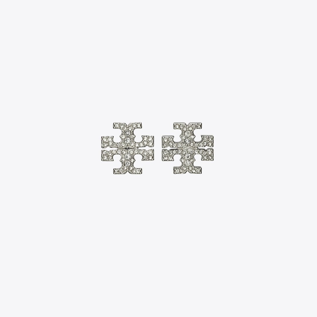 Tory Burch Icon Pav Stud Earrings Tory Silver / Crystal