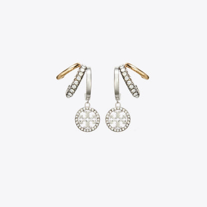 Tory Burch Icon Pav Triple Hoop Earrings Tory Gold / Tory Silver / Crystal