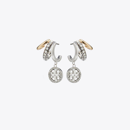Tory Burch Icon Pav Triple Hoop Earrings Tory Gold / Tory Silver / Crystal