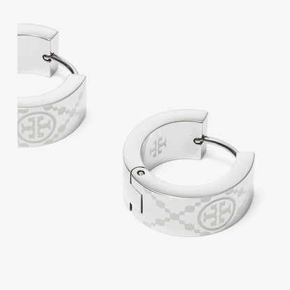 Tory Burch Icon Small T Monogram Hoop Earrings Tory Silver / Ivory