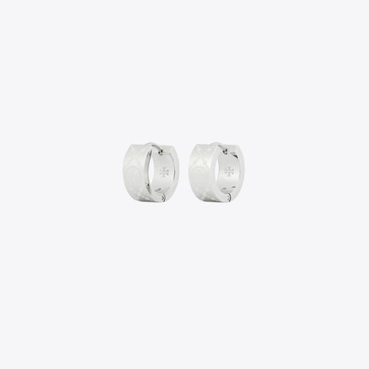 Tory Burch Icon Small T Monogram Hoop Earrings Tory Silver / Ivory