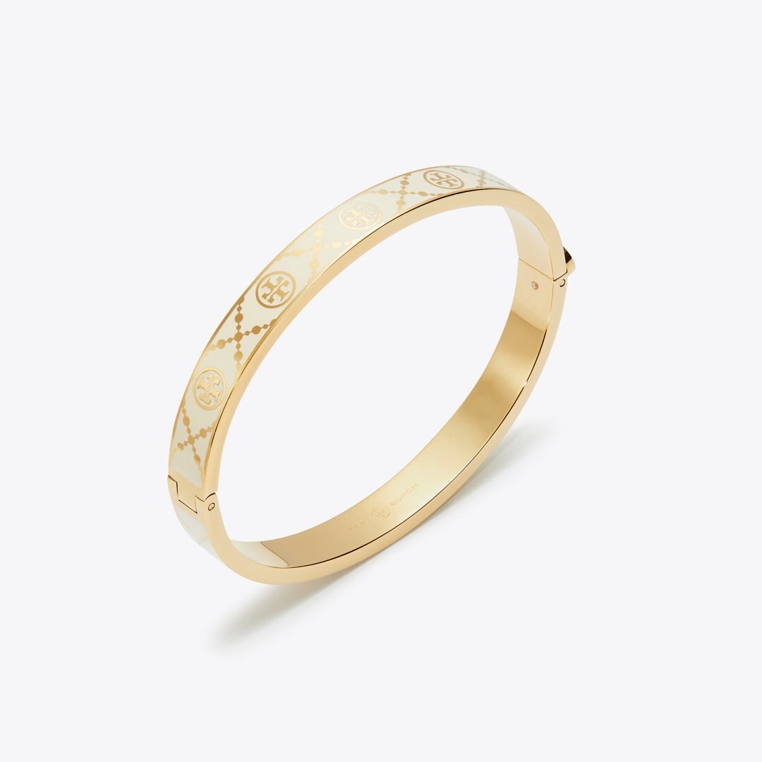 Tory Burch Icon T Monogram Hinge Bracelet Tory Gold / New Ivory