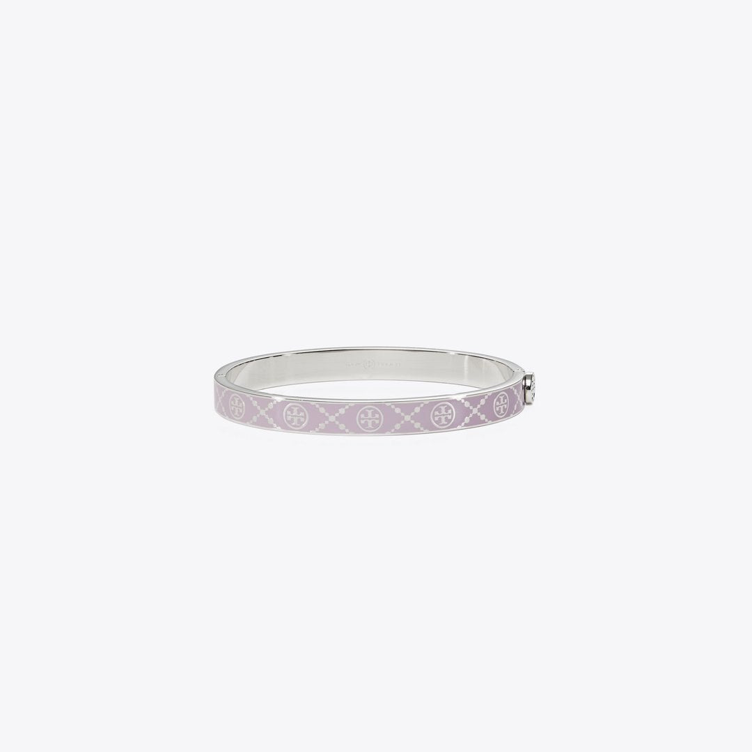 Tory Burch Icon T Monogram Hinge Bracelet Platinum / Lilac
