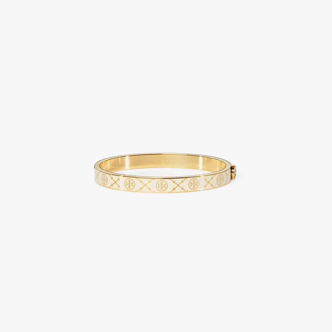 Tory Burch Icon T Monogram Hinge Bracelet Tory Gold / New Ivory