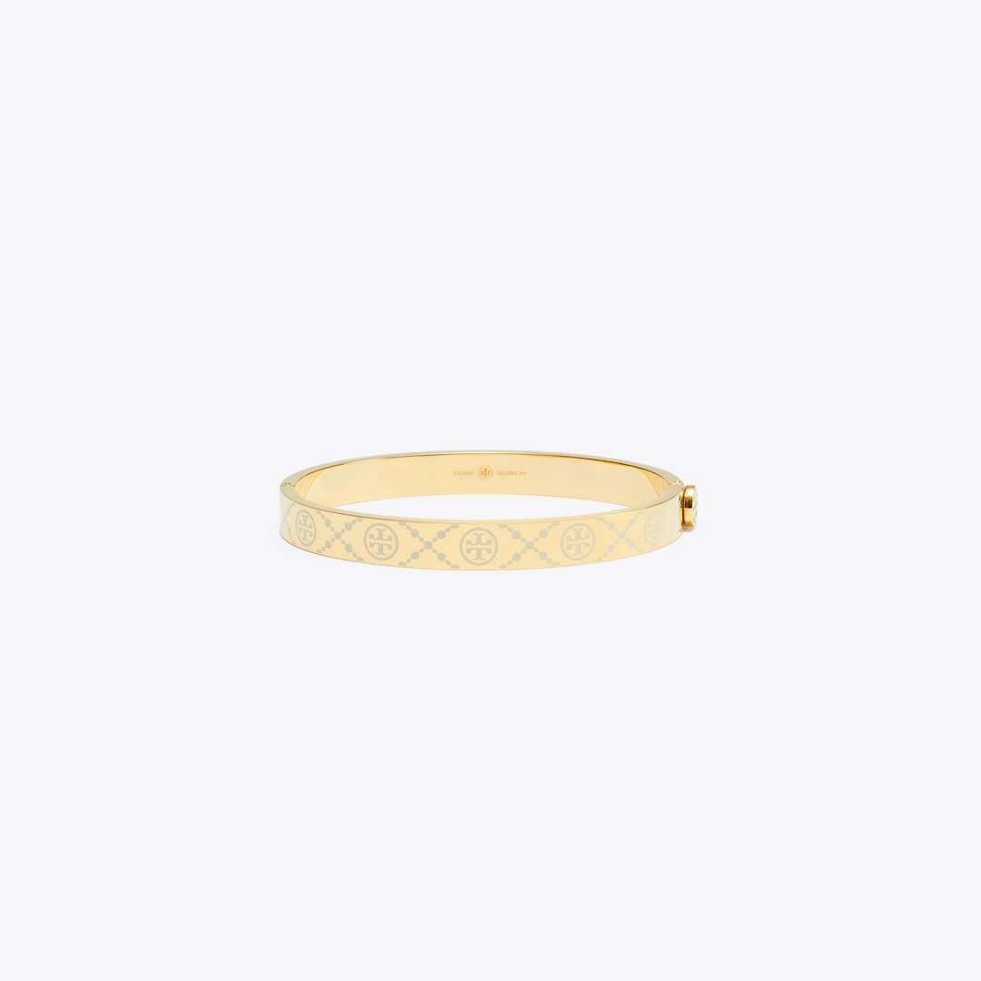 Tory Burch Icon T Monogram Hinge Bracelet Tory Gold / New Ivory