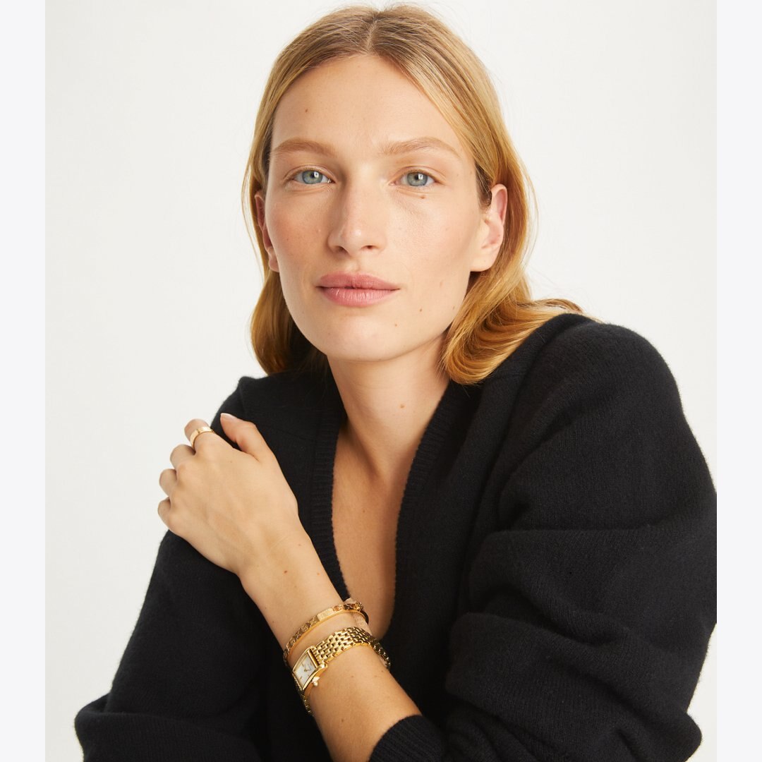 Tory Burch Icon T Monogram Thin Hinge Bracelet Tory Gold