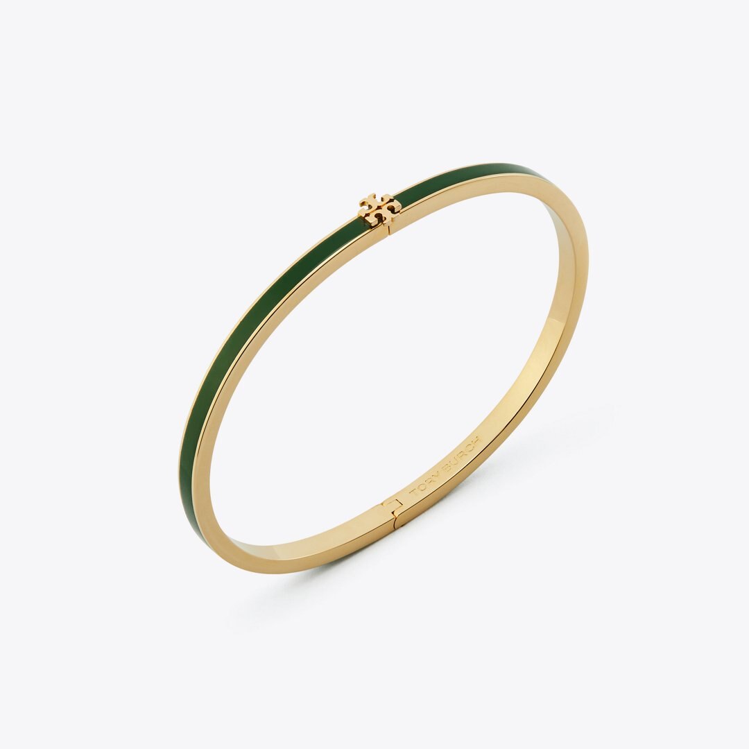 Tory Burch Icon Thin Enamel Bracelet Tory Gold / Dark Kale